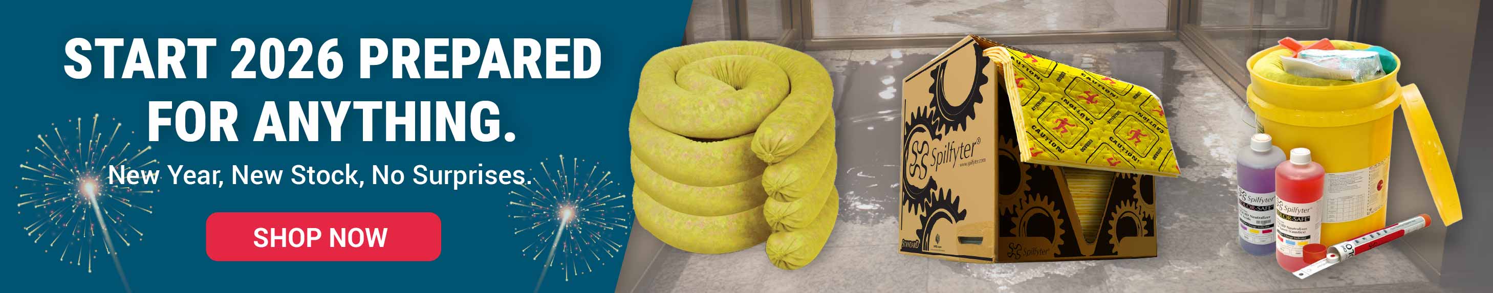 Start 2026 prepared for anything with Absorbents For Less universal absorbents including pads, rolls, socks, booms, and spill kits for industrial cleanup