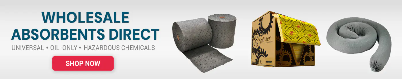 Wholesale absorbents direct from Absorbents For Less including universal, oil only, and hazardous chemical absorbents. Designed for industrial, facility, and safety teams buying in bulk.