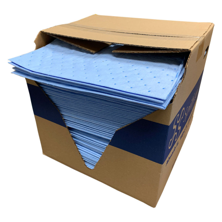 Blue Oil Only Absorbent Three-Ply Heavy Pads 16"x18" 100/Box