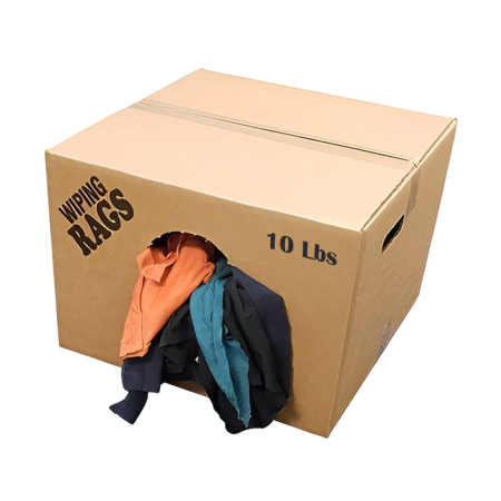 Bulk Reclaimed Mixed Colored T-Shirt Rags 10 lbs in Box
